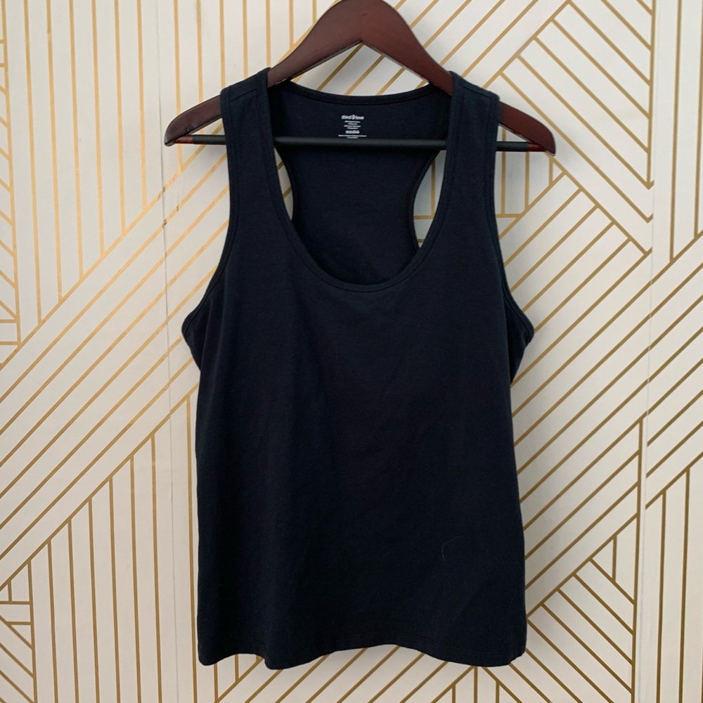 ThirdLove Organic Cotton blend Built in Bra Tank Top Racerback black scoopneck L